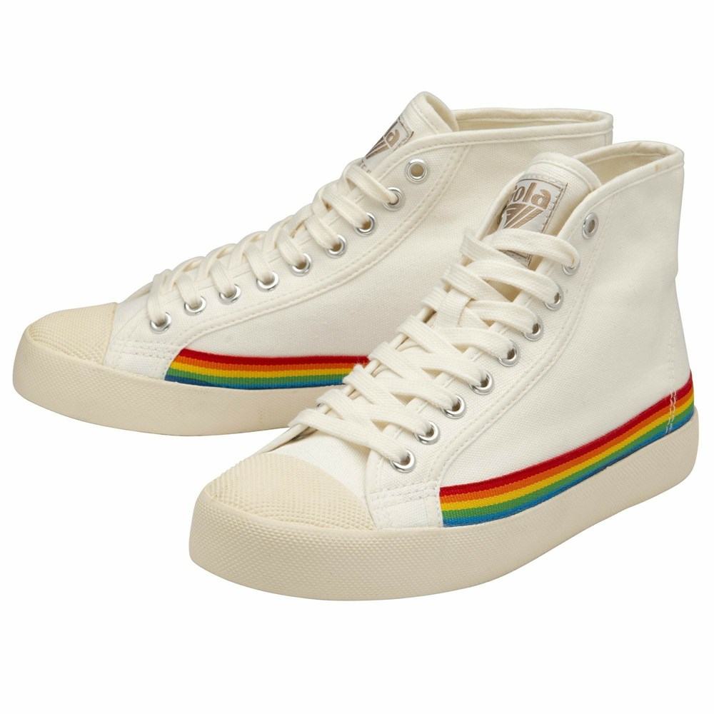 Basket Gola Vegan Coaster High Rainbow Drop Blanche Multicolore Femme | LNJT-16130012