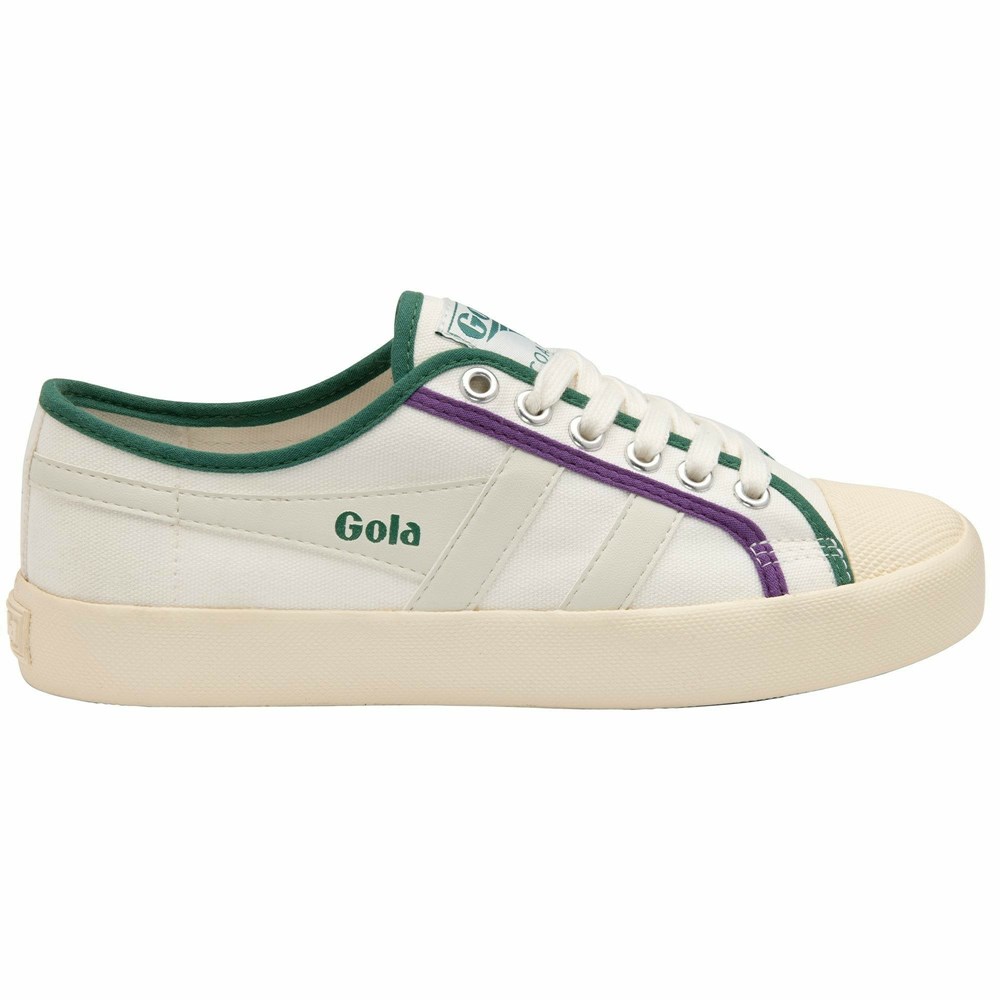 Basket Gola Vegan Coaster Smash Blanche Vert Foncé Violette Femme | SZNC-24852462