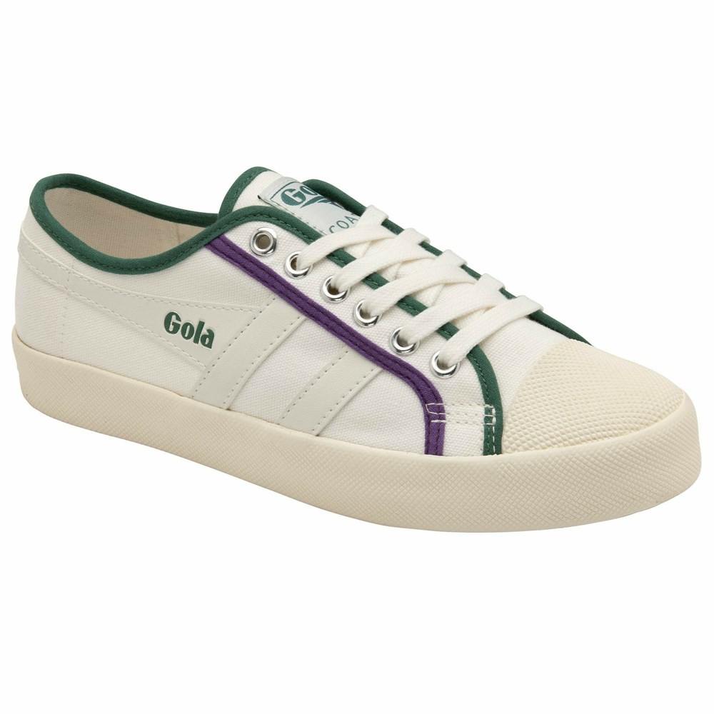 Basket Gola Vegan Coaster Smash Blanche Vert Foncé Violette Femme | SZNC-24852462