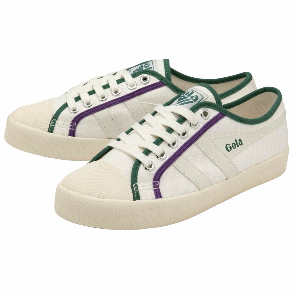 Basket Gola Vegan Coaster Smash Blanche Vert Foncé Violette Femme | SZNC-24852462