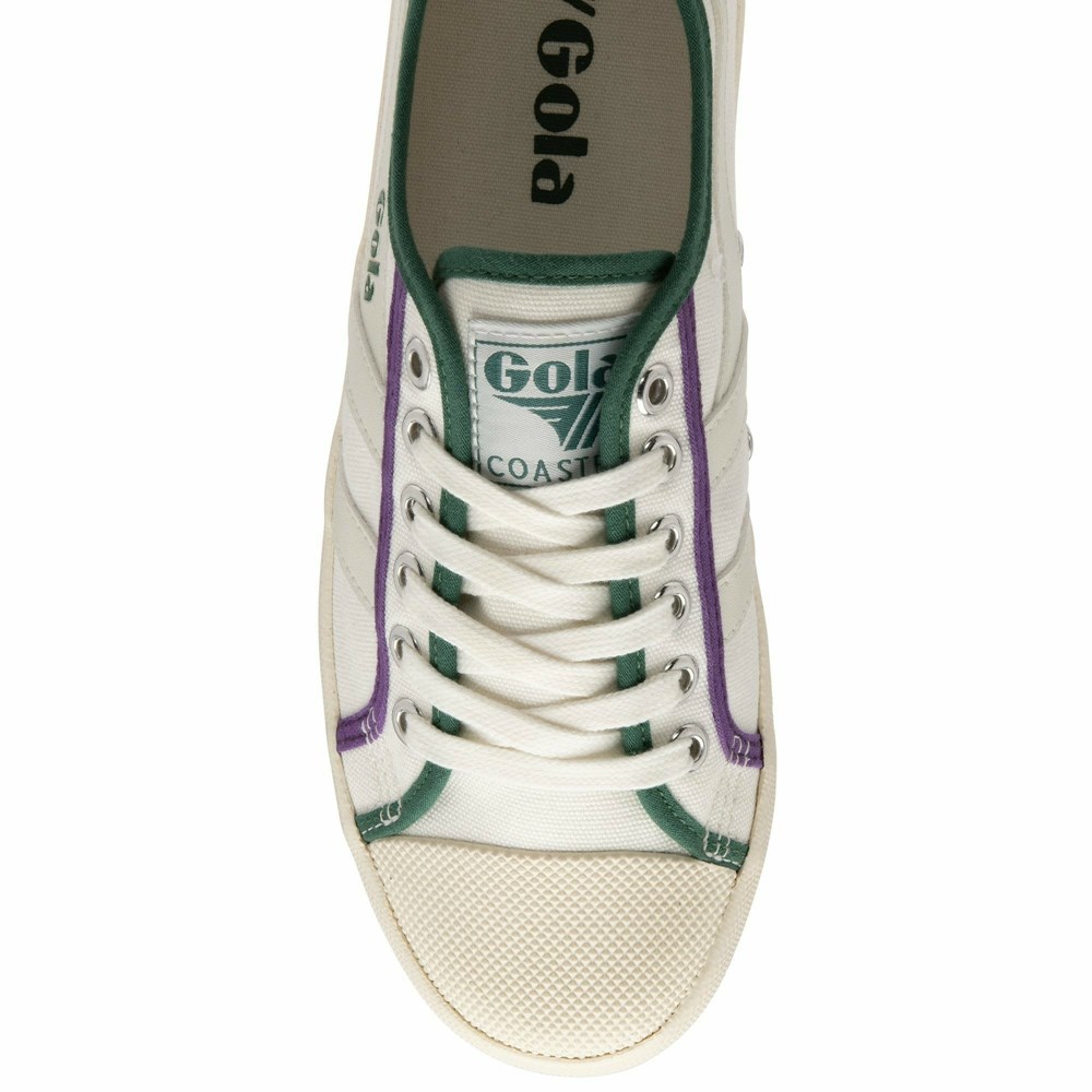 Basket Gola Vegan Coaster Smash Blanche Vert Foncé Violette Femme | SZNC-24852462