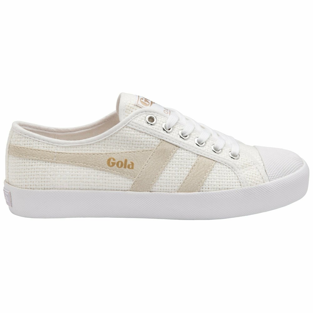 Basket Gola Vegan Coaster Raffia Blanche Beige Femme | WJTW-19091836