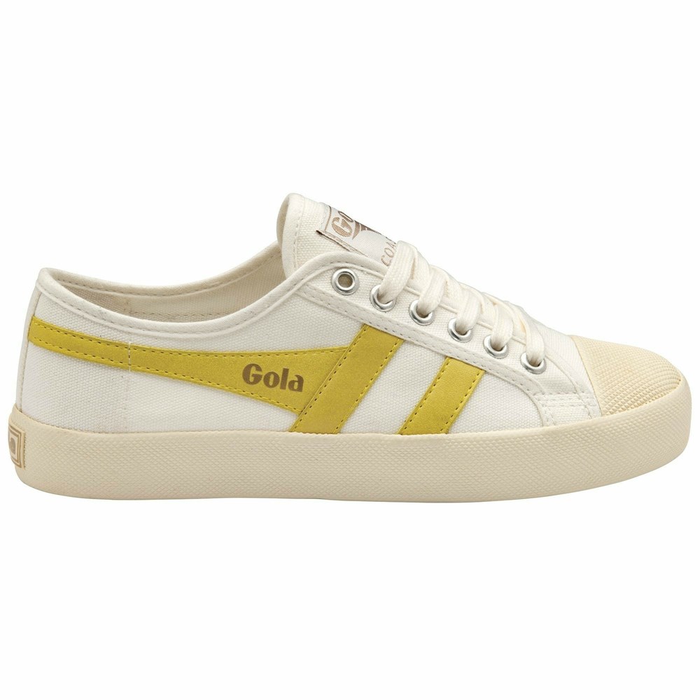 Basket Gola Vegan Coaster Blanche Citron Femme | HZCS-11168278