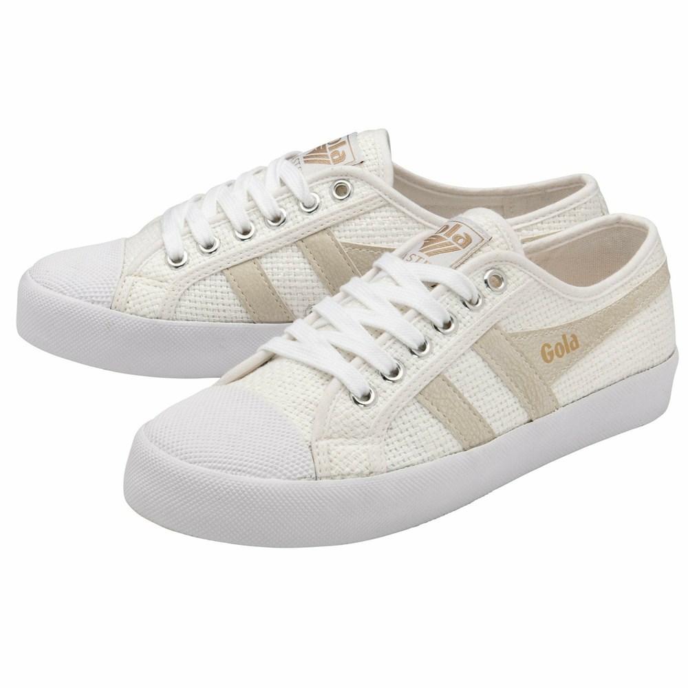 Basket Gola Vegan Coaster Raffia Blanche Beige Femme | WJTW-19091836