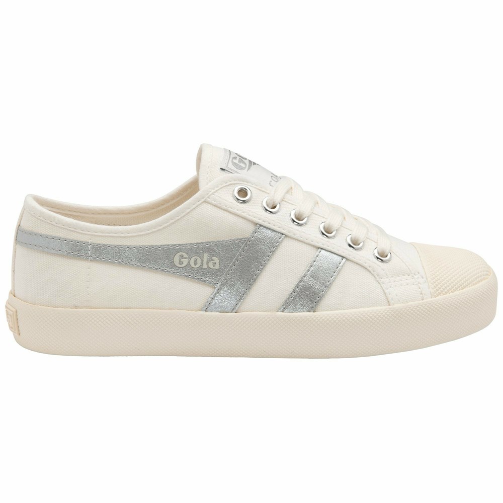 Basket Gola Vegan Coaster Flame Blanche Argent Femme | LEWV-74035350