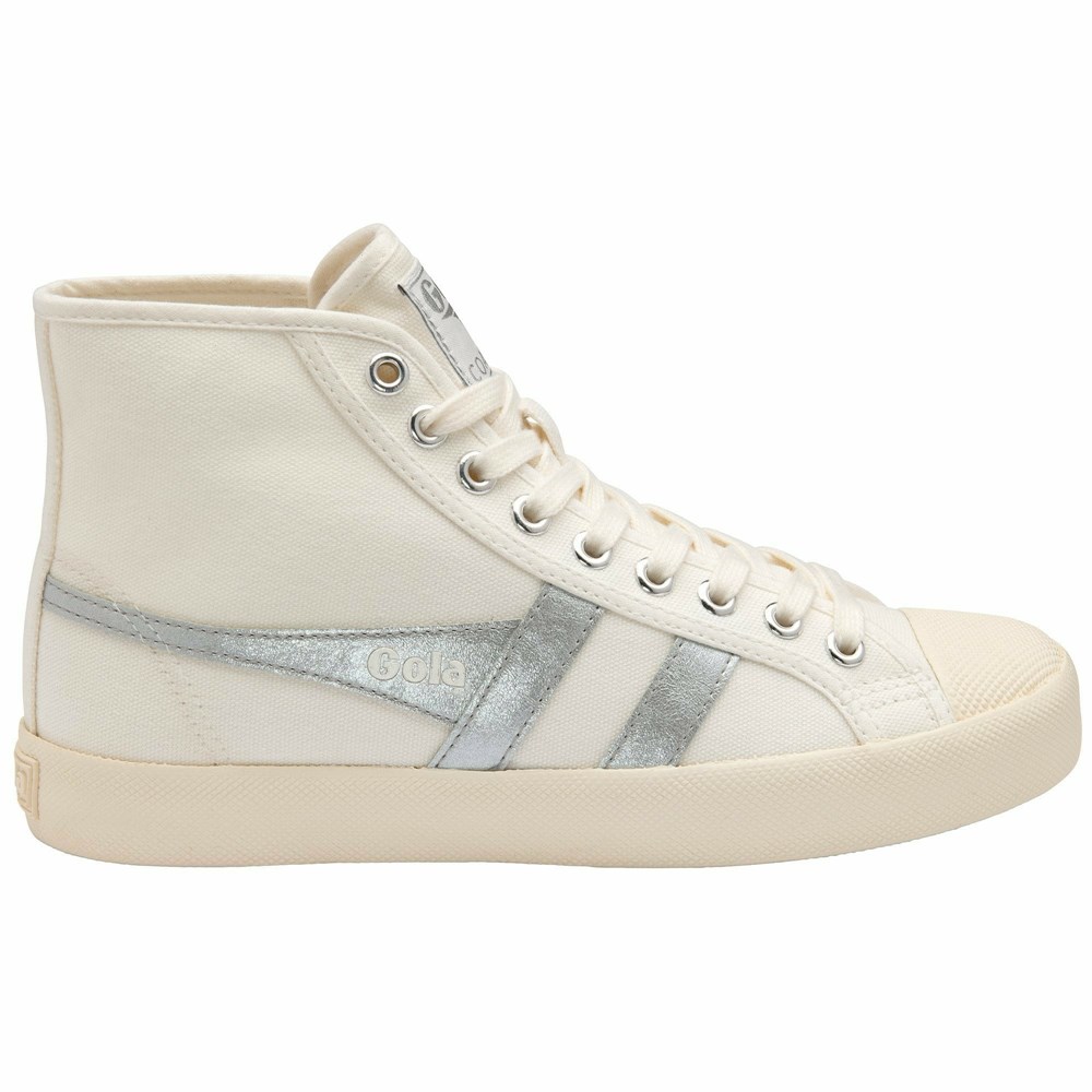 Basket Gola Vegan Coaster Flame High Blanche Argent Femme | KWJT-99111656