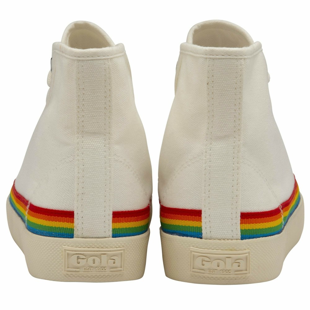 Basket Gola Vegan Coaster High Rainbow Drop Blanche Multicolore Femme | LNJT-16130012