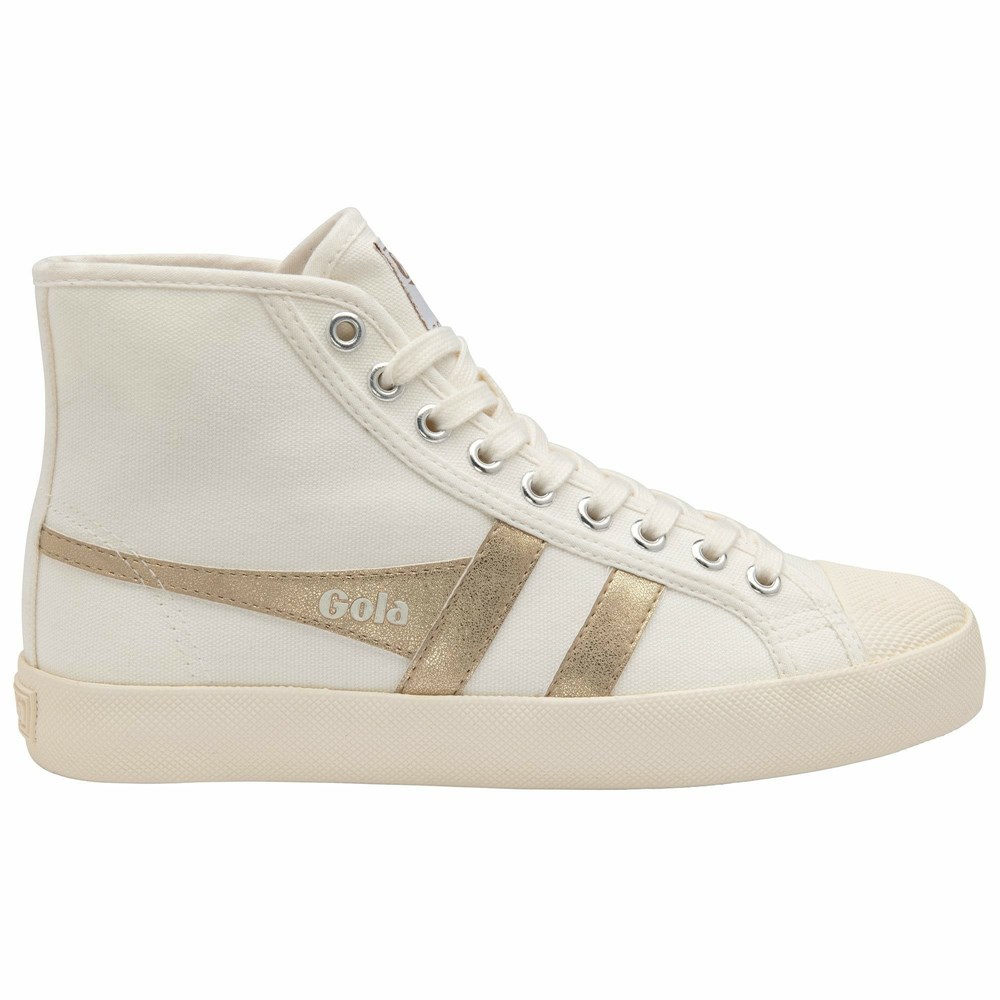 Basket Gola Vegan Coaster Flame High Blanche Doré Femme | BUNY-10253490