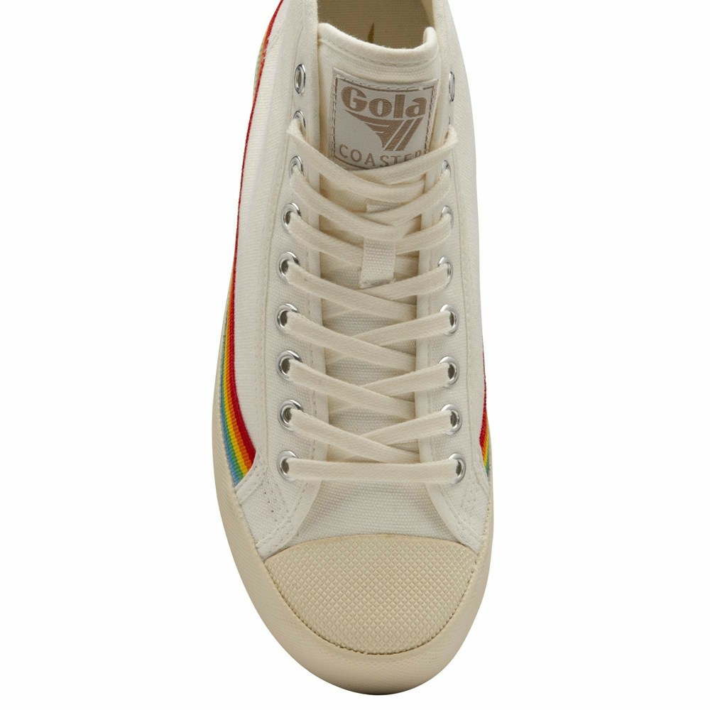 Basket Gola Vegan Coaster High Rainbow Drop Blanche Multicolore Femme | LNJT-16130012