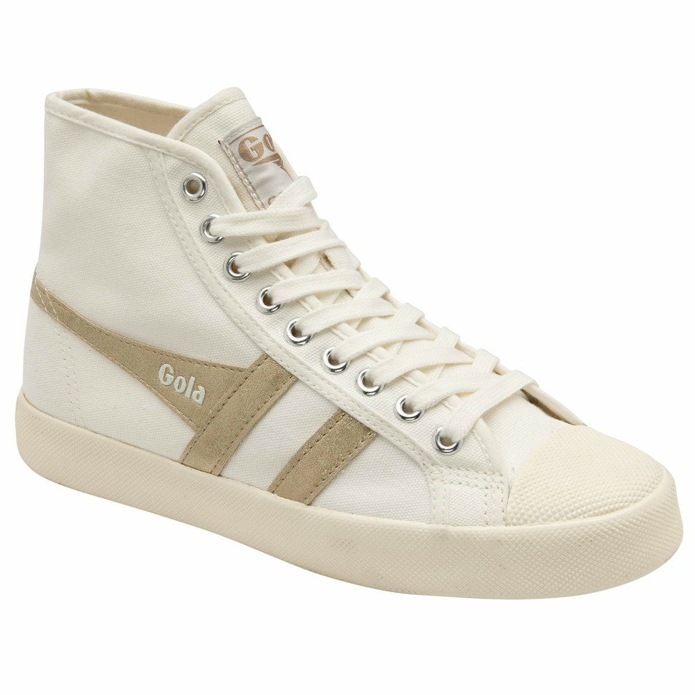 Basket Gola Vegan Coaster Flame High Blanche Doré Femme | BUNY-10253490