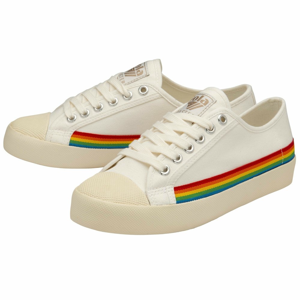 Basket Gola Vegan Coaster Rainbow Drop Blanche Multicolore Femme | DGHH-10980307