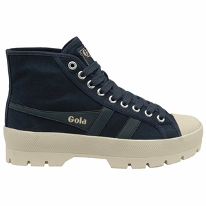 Basket Gola Vegan Coaster Peak High Bleu Marine Blanche Femme | IELE-21645453