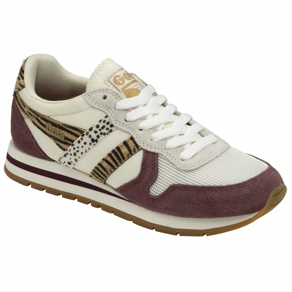 Basket Gola Daytona Safari Blanche Bordeaux Femme | AGCS-87731658