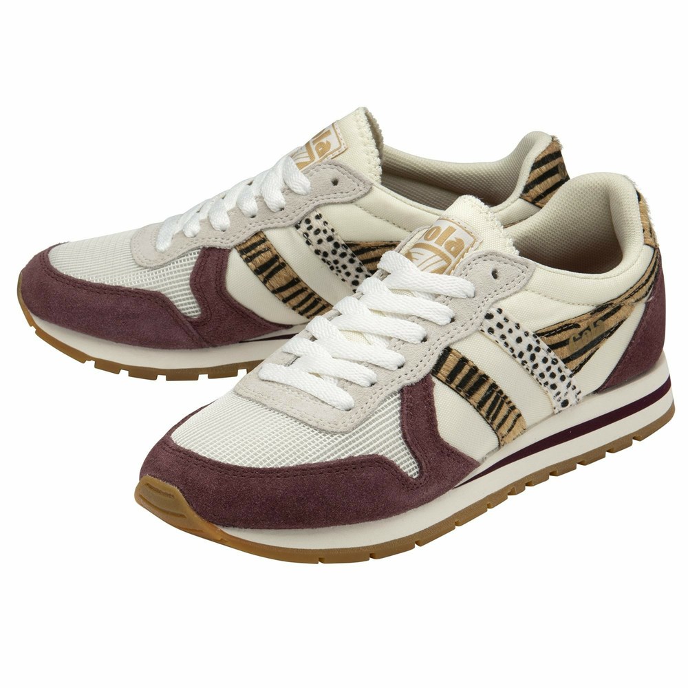 Basket Gola Daytona Safari Blanche Bordeaux Femme | AGCS-87731658