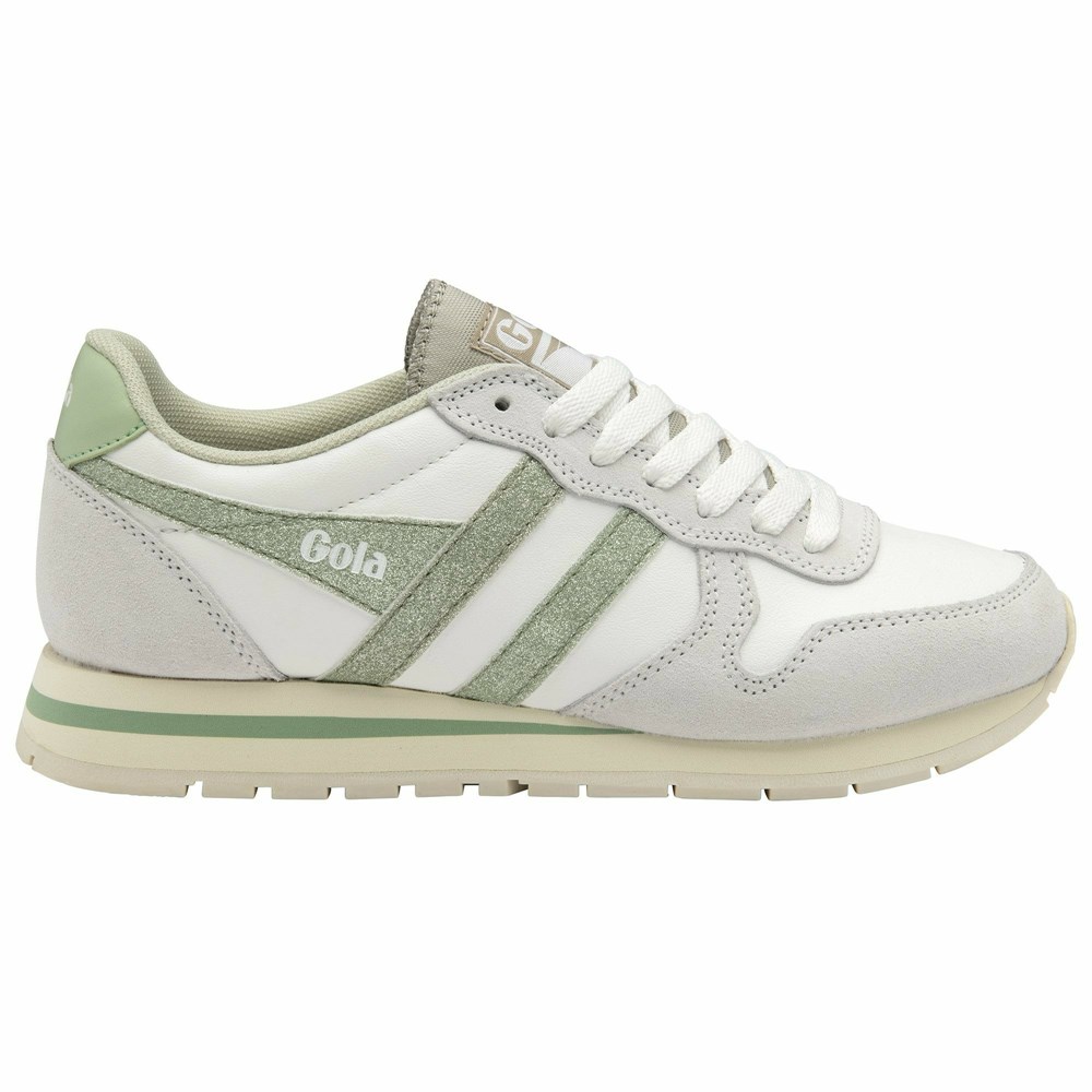 Basket Gola Daytona Glitter Blanche Vert Clair Femme | ZXAB-86987941