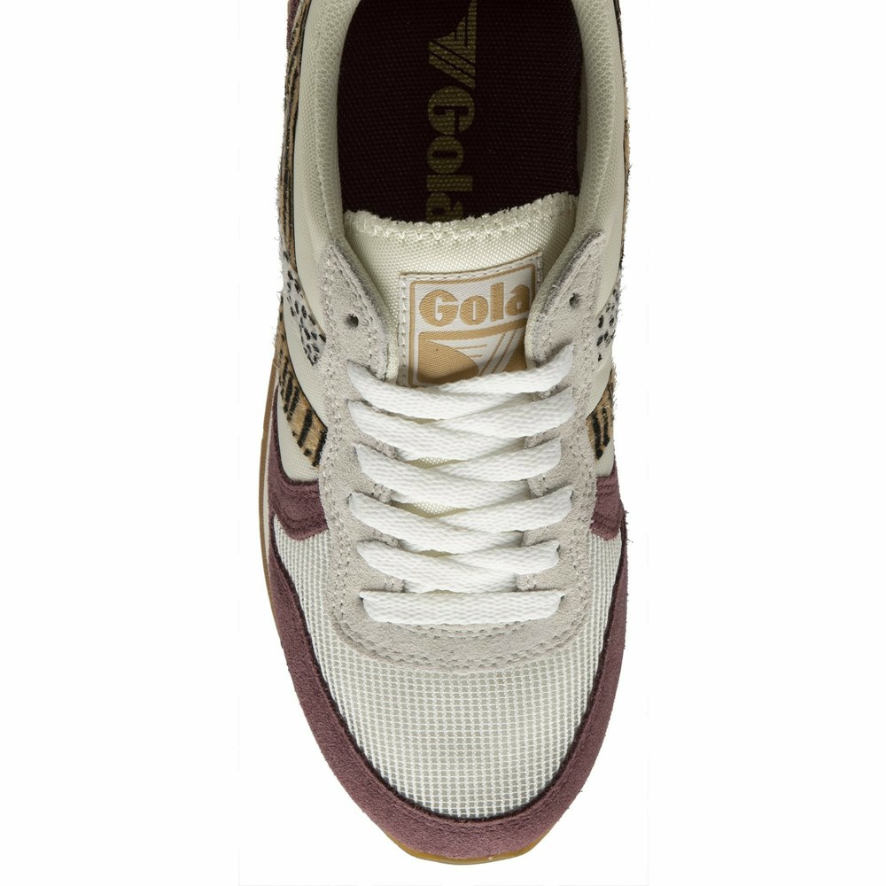 Basket Gola Daytona Safari Blanche Bordeaux Femme | AGCS-87731658