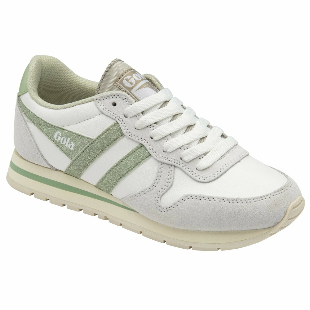 Basket Gola Daytona Glitter Blanche Vert Clair Femme | ZXAB-86987941