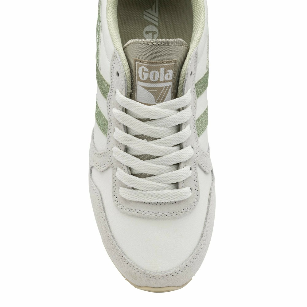 Basket Gola Daytona Glitter Blanche Vert Clair Femme | ZXAB-86987941