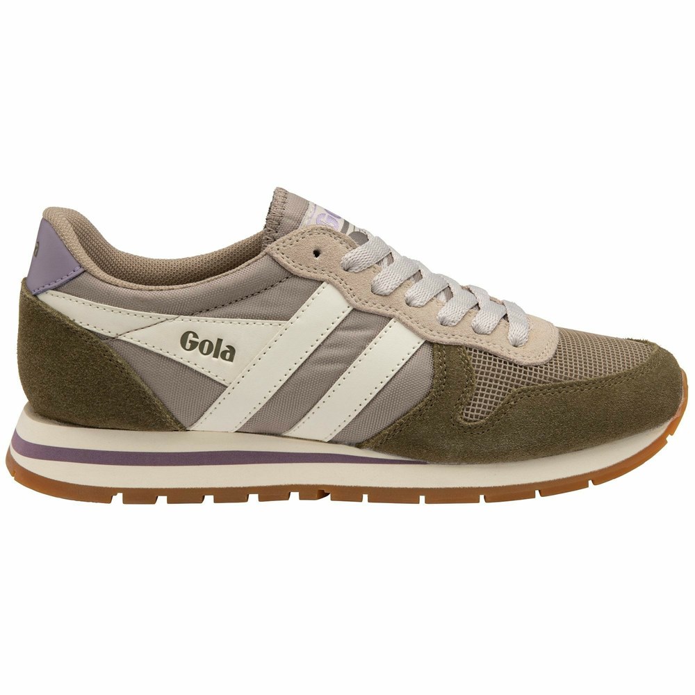 Basket Gola Daytona Grise Kaki Blanche Femme | QPWS-55267121