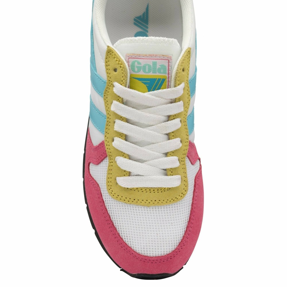 Basket Gola Daytona Blanche Rose Turquoise Clair Bleu Femme | PURI-09270177