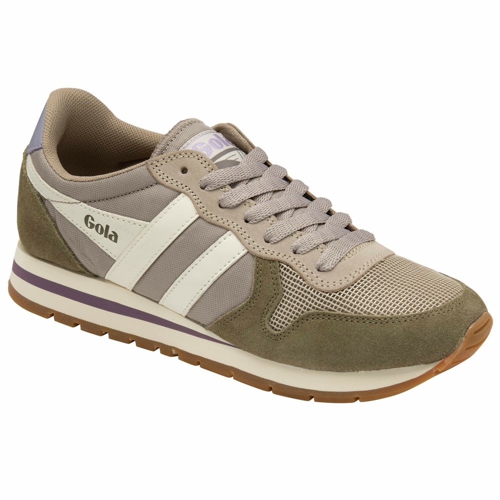 Basket Gola Daytona Grise Kaki Blanche Femme | QPWS-55267121