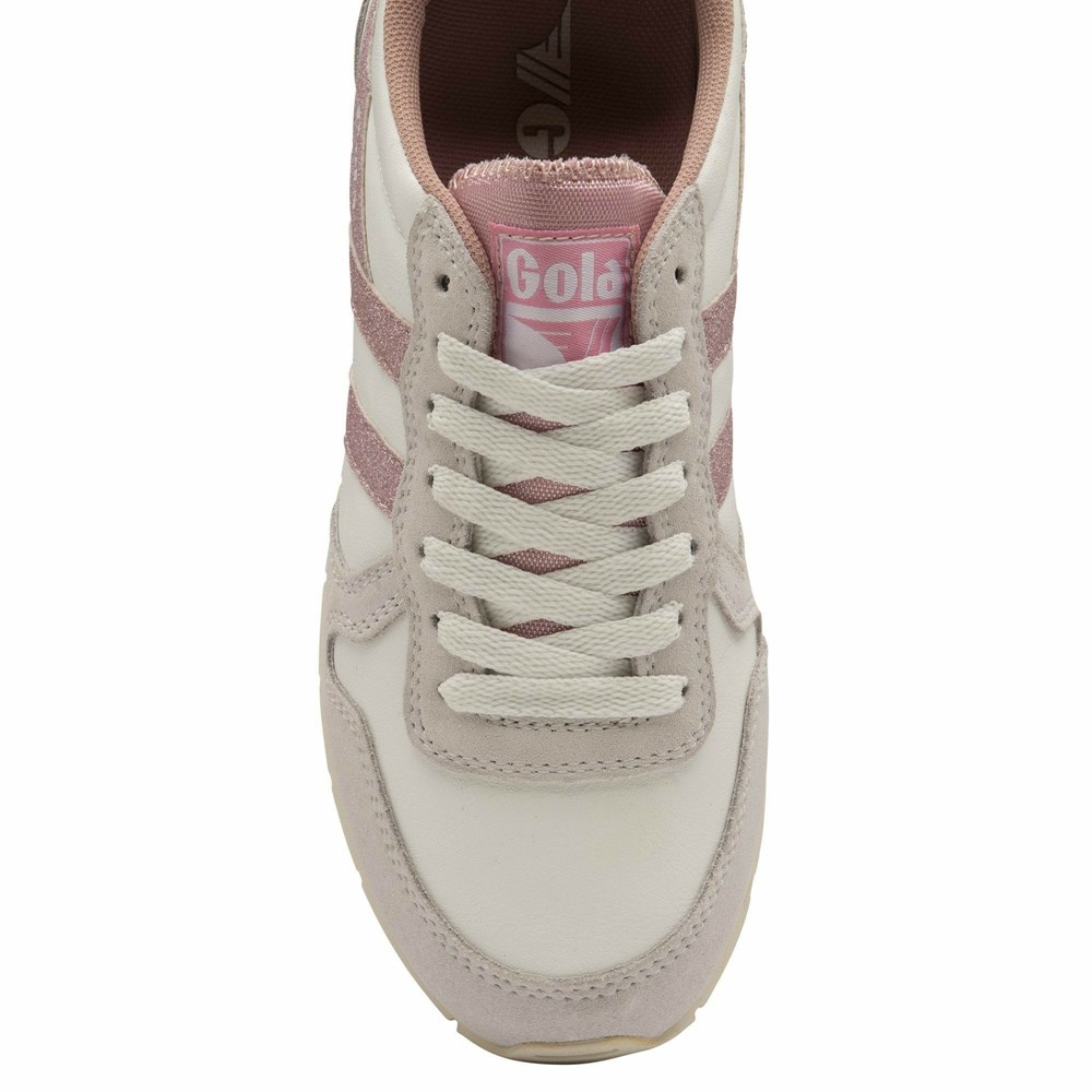 Basket Gola Daytona Glitter Blanche Rose Clair Femme | JFOB-73177869