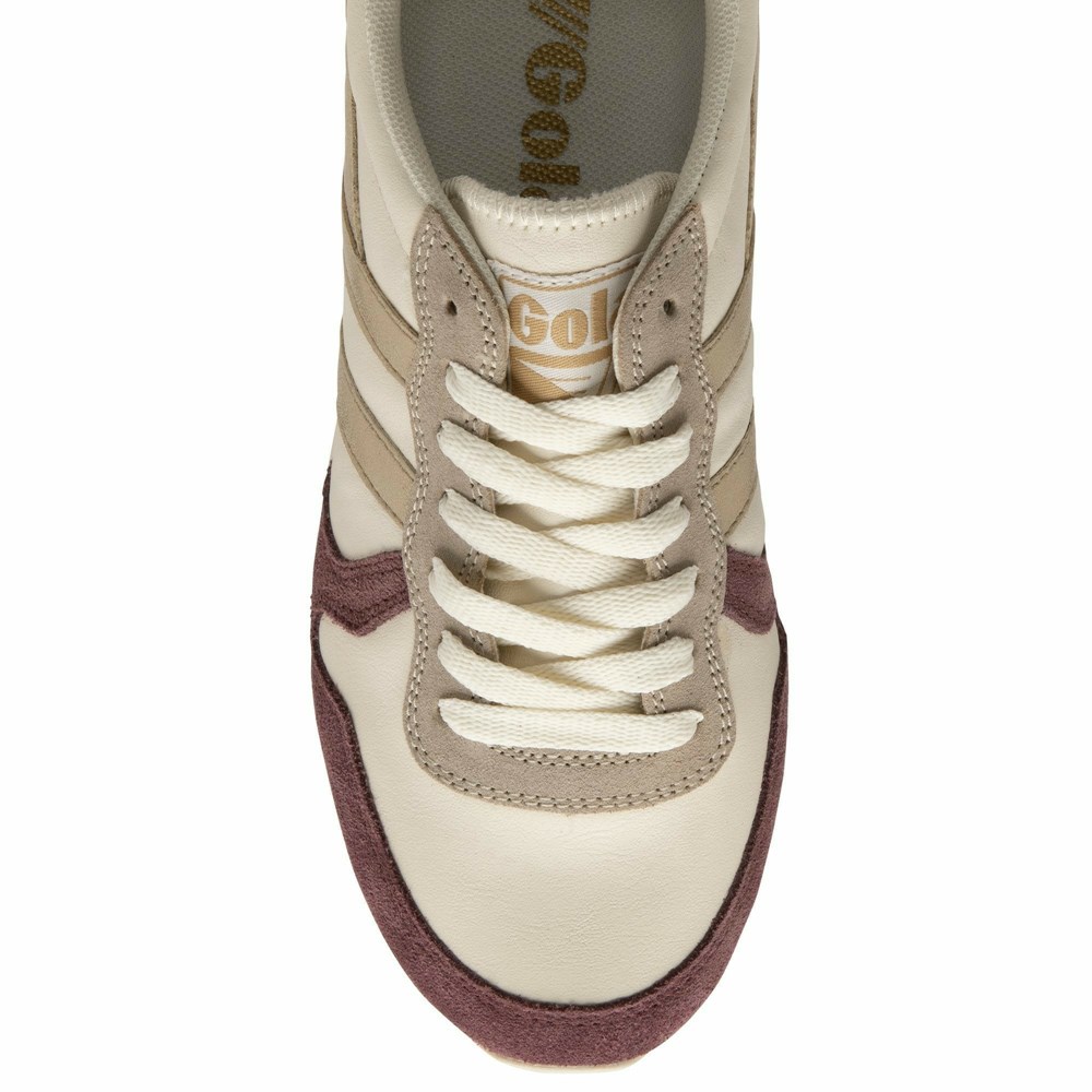 Basket Gola Daytona Quadrant Blanche Bordeaux Doré Rose Femme | LTKG-37883340