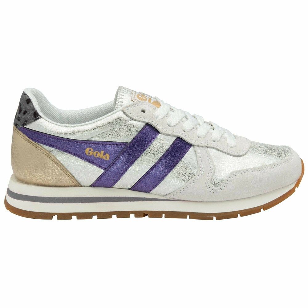 Basket Gola Daytona Blaze Blanche Violette Grise Femme | DTWC-27219014