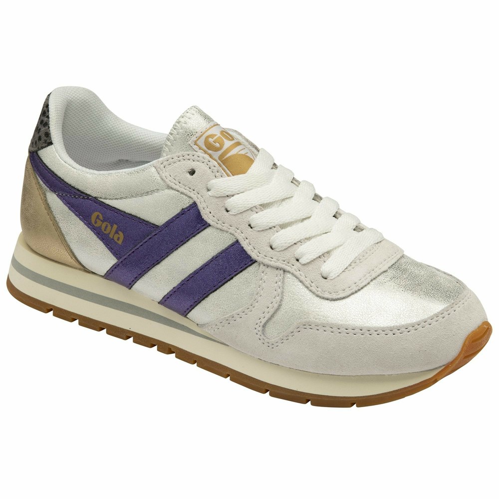 Basket Gola Daytona Blaze Blanche Violette Grise Femme | DTWC-27219014