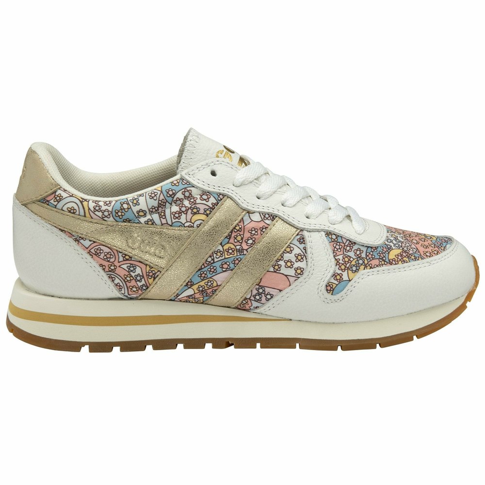 Basket Gola Daytona LBTY CP Blanche Doré Multicolore Femme | NGWX-51399641