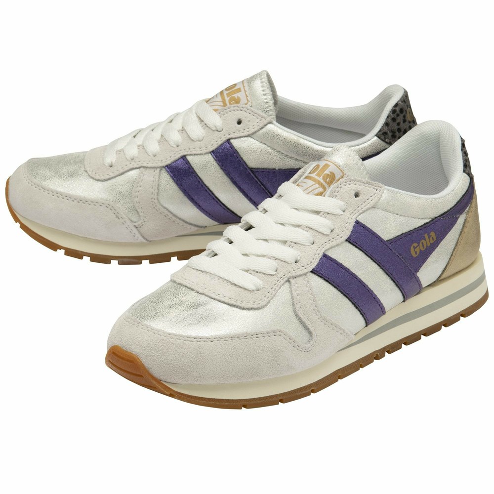 Basket Gola Daytona Blaze Blanche Violette Grise Femme | DTWC-27219014