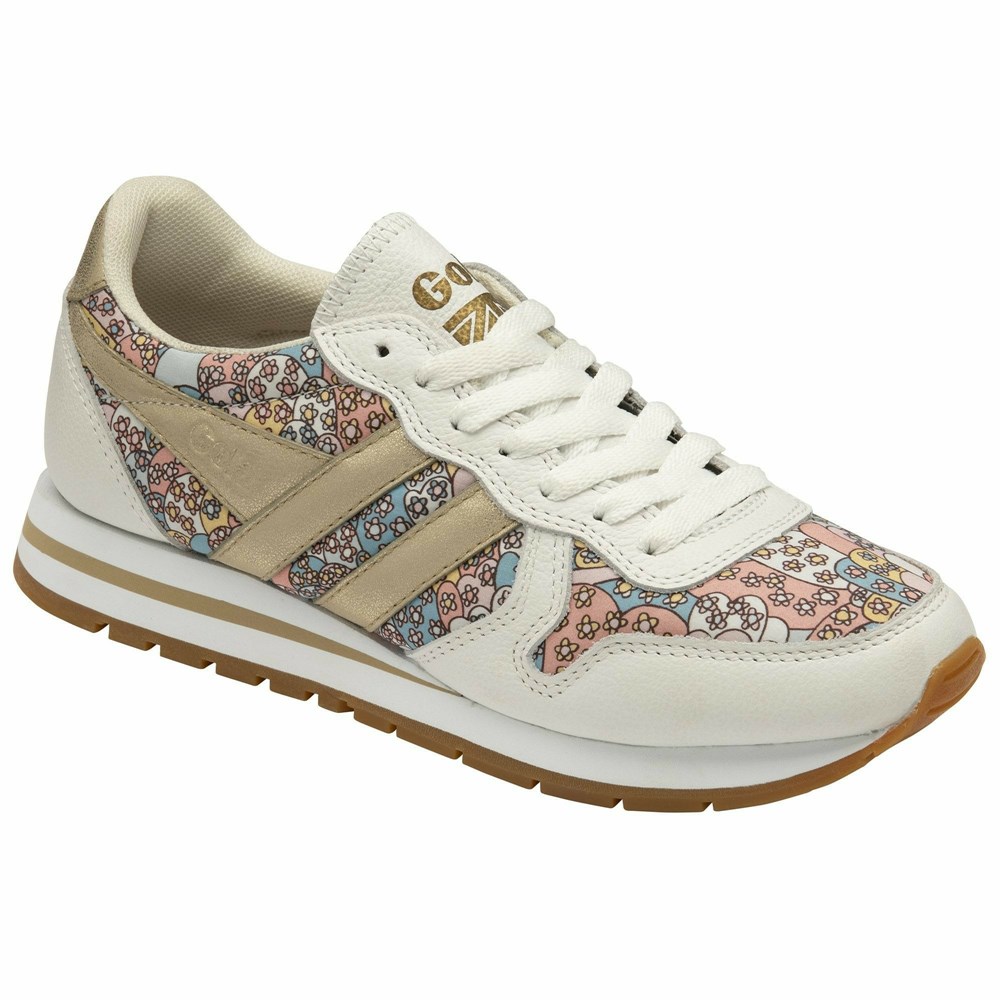 Basket Gola Daytona LBTY CP Blanche Doré Multicolore Femme | NGWX-51399641