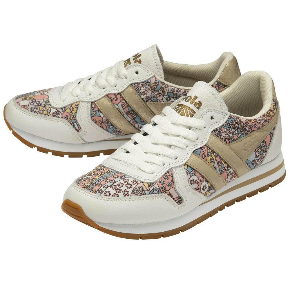 Basket Gola Daytona LBTY CP Blanche Doré Multicolore Femme | NGWX-51399641