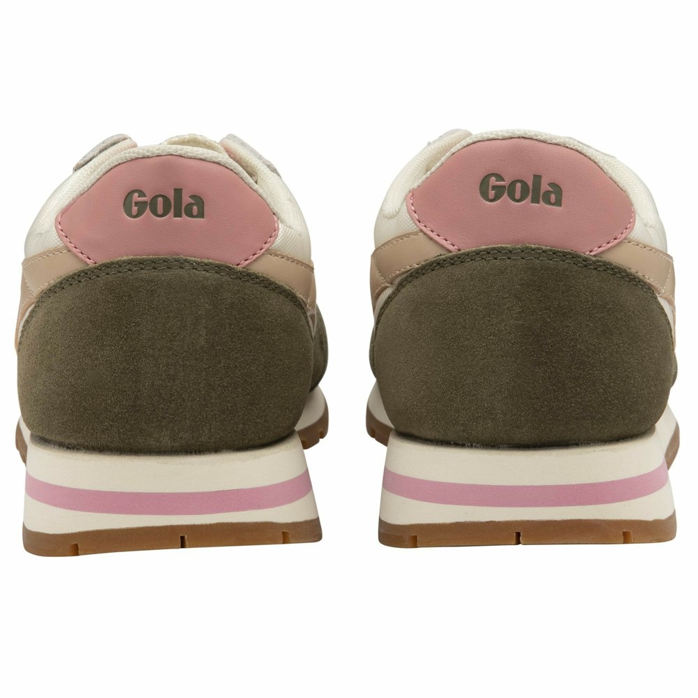 Basket Gola Daytona Blanche Kaki Rose Femme | KVPB-89472693