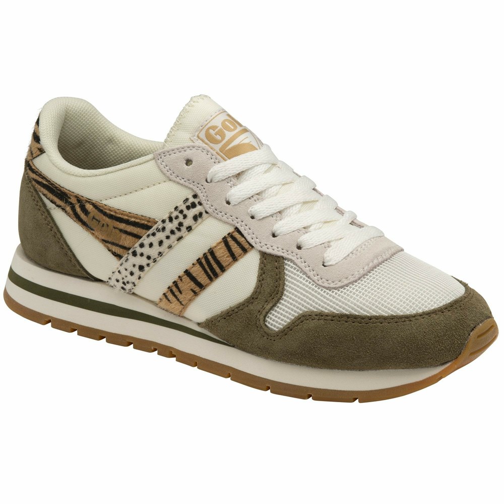 Basket Gola Daytona Safari Blanche Kaki Femme | NPCV-61887264