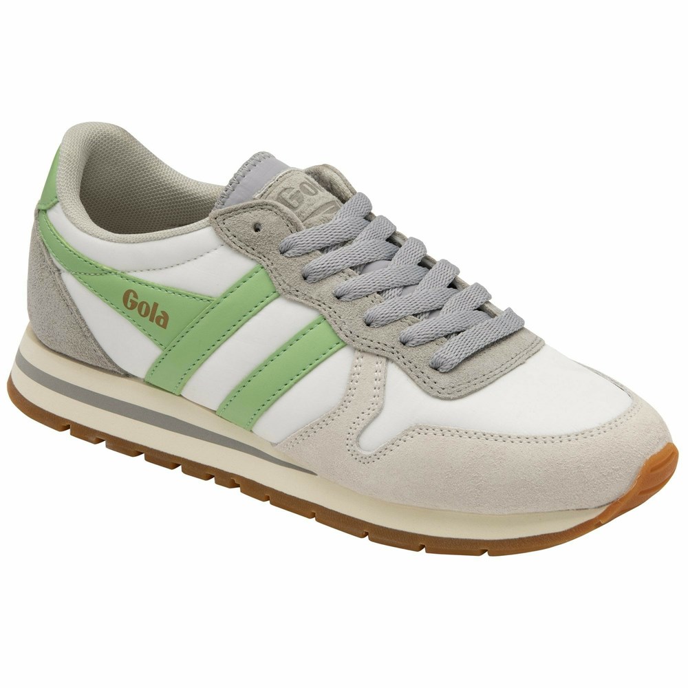 Basket Gola Daytona Chute Blanche Grise Clair Vert Femme | CIGP-26078878