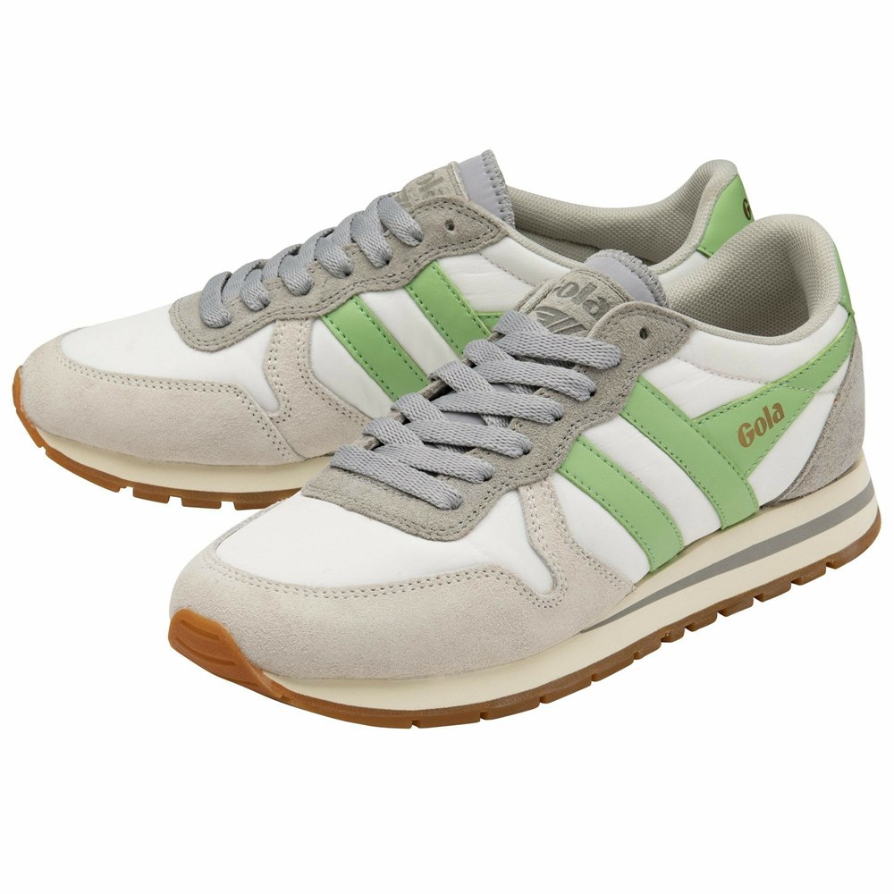 Basket Gola Daytona Chute Blanche Grise Clair Vert Femme | CIGP-26078878