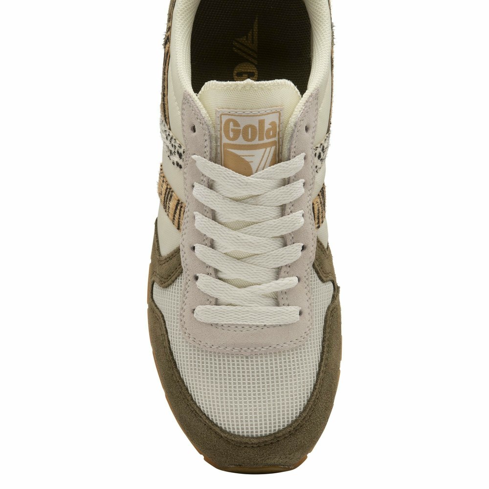 Basket Gola Daytona Safari Blanche Kaki Femme | NPCV-61887264