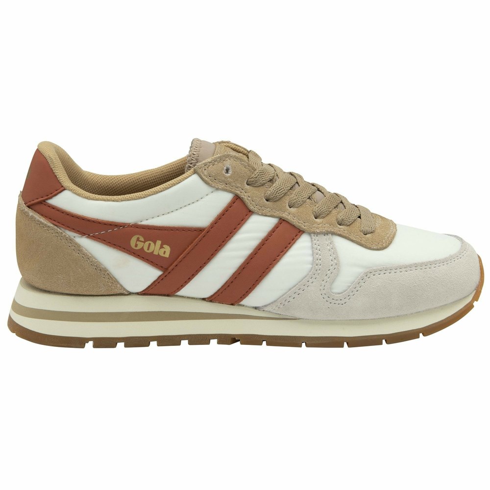 Basket Gola Daytona Chute Blanche Orange Marron Femme | TCFA-52436027