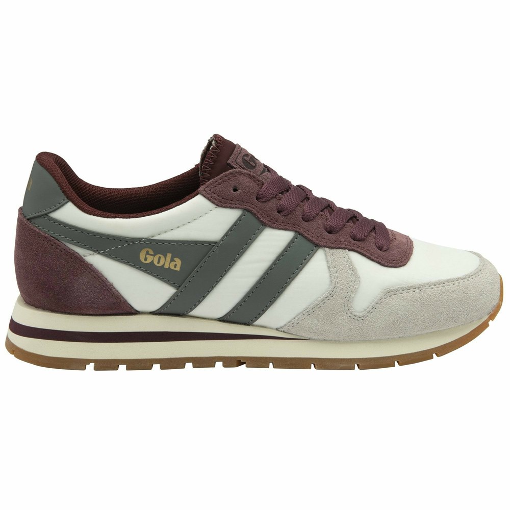 Basket Gola Daytona Chute Blanche Bordeaux Grise Femme | XYUD-21203667