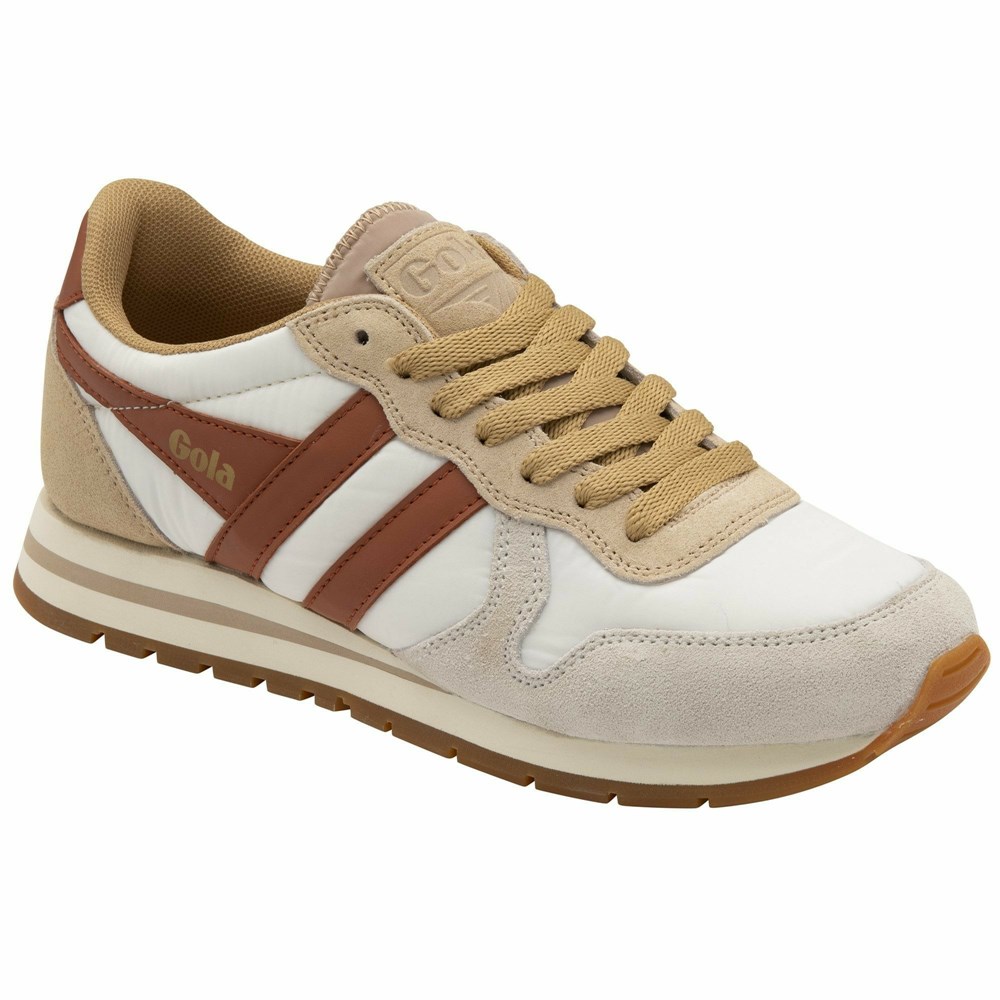 Basket Gola Daytona Chute Blanche Orange Marron Femme | TCFA-52436027