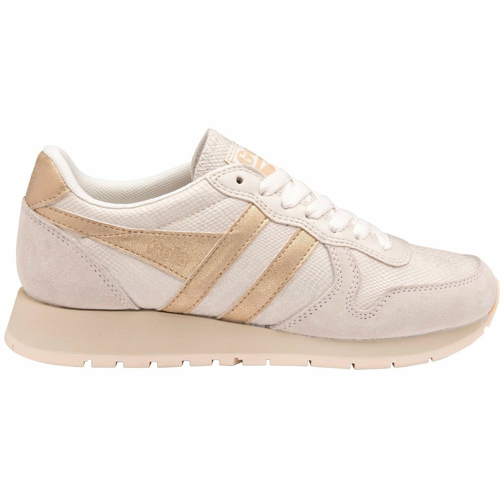 Basket Gola Daytona Lizard Blanche Doré Femme | IISG-00120801