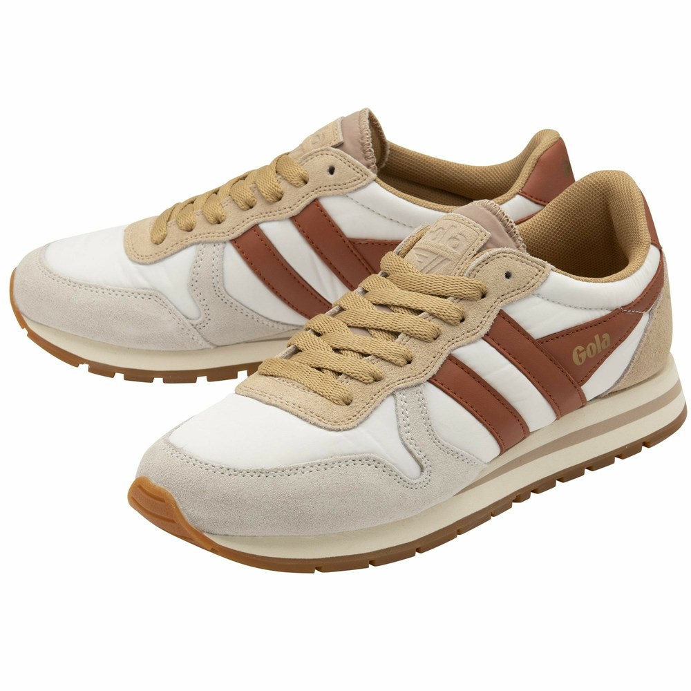 Basket Gola Daytona Chute Blanche Orange Marron Femme | TCFA-52436027