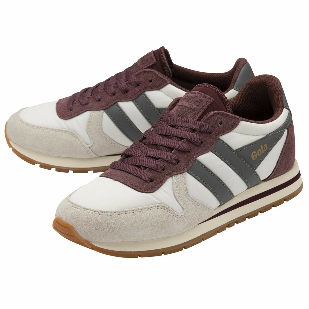 Basket Gola Daytona Chute Blanche Bordeaux Grise Femme | XYUD-21203667