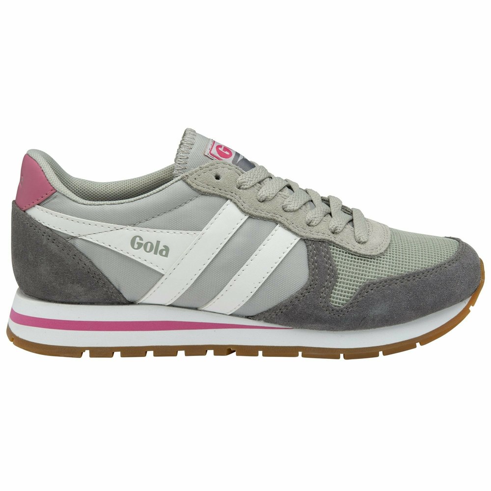 Basket Gola Daytona Grise Clair Blanche Rose Femme | DLJB-73249657