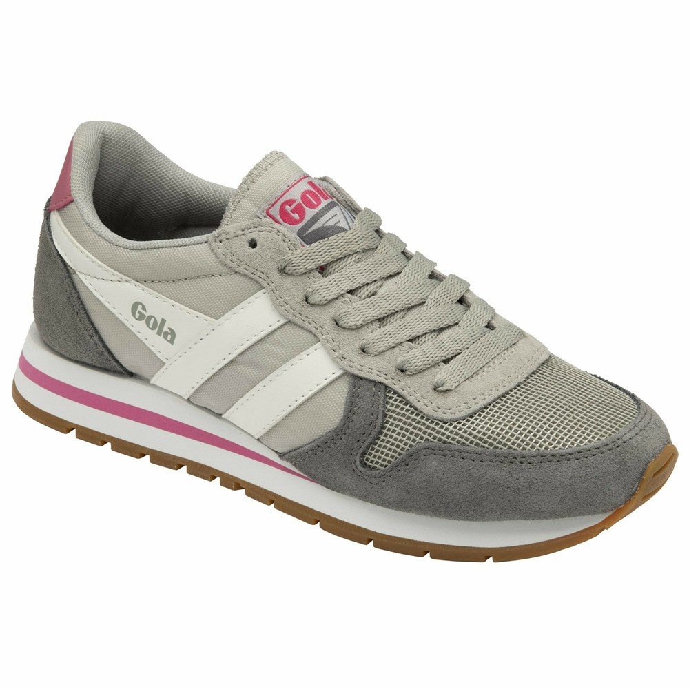 Basket Gola Daytona Grise Clair Blanche Rose Femme | DLJB-73249657