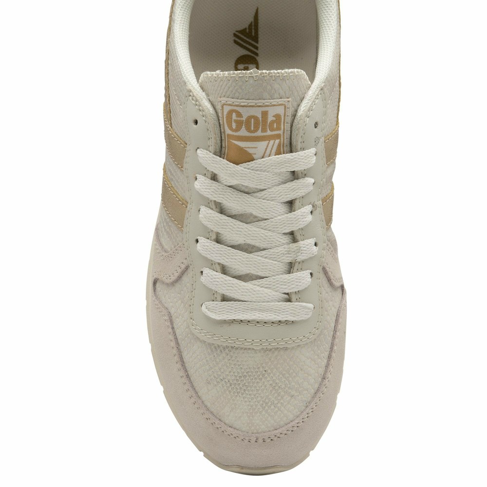 Basket Gola Daytona Lizard Blanche Doré Femme | IISG-00120801