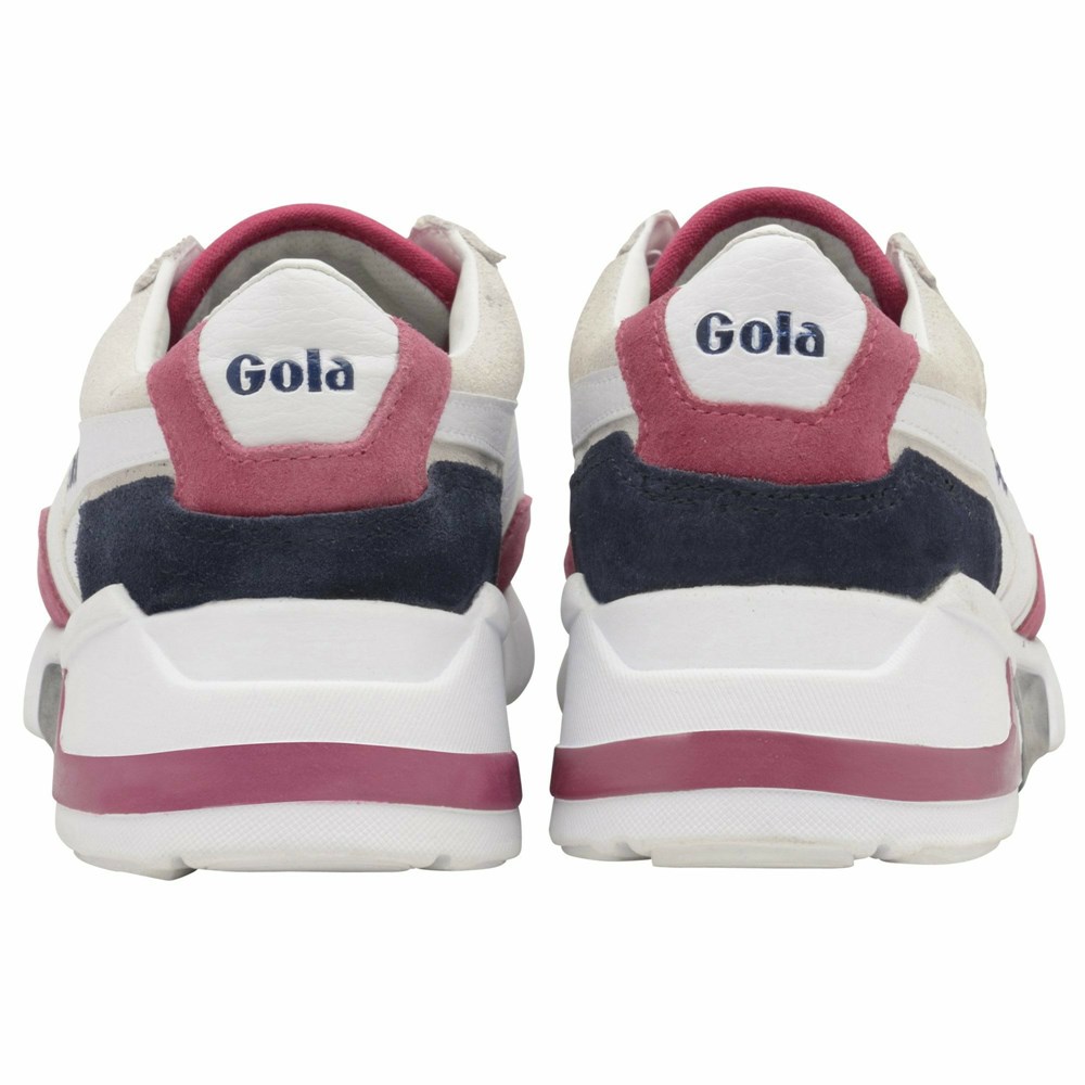 Basket Gola Eclipse Blanche Bleu Marine Fushia Femme | UBMD-08343200