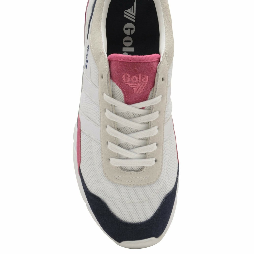 Basket Gola Eclipse Blanche Bleu Marine Fushia Femme | UBMD-08343200