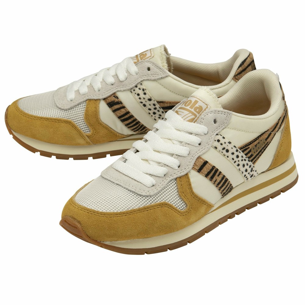 Basket Gola Daytona Safari Blanche Moutarde Femme | NNHJ-09225242